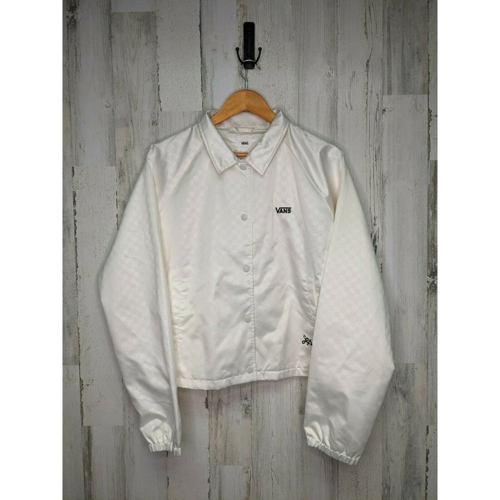Vans Heart Lizzie White Lightweight Coaches Jacket / Size XL / Pearl Snap